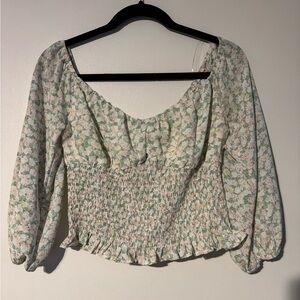 Blush Pastel Floral Smocked Blouse